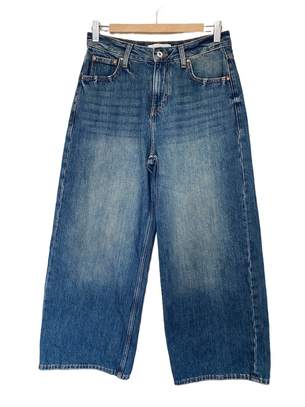 Zara Z1975 High Rise Wide Leg Cropped Jeans Sz 4
